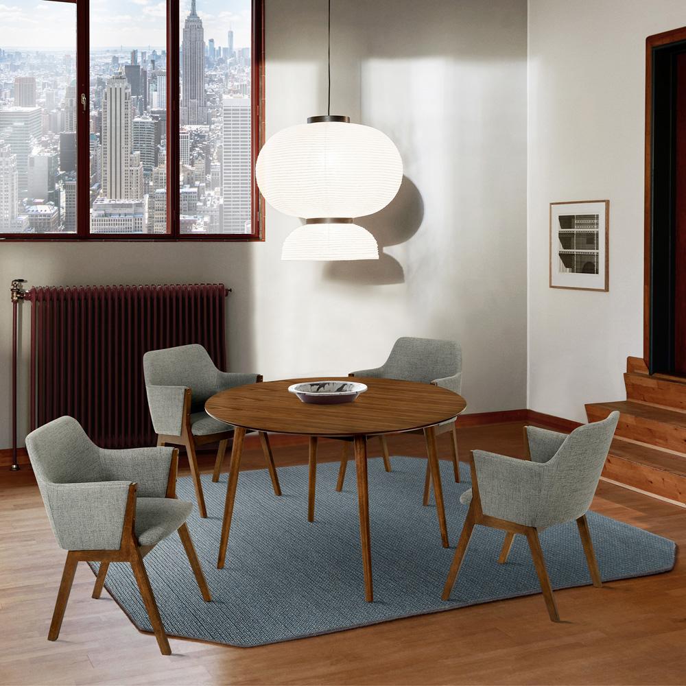Armen Living - Arcadia and Renzo 48in Round Charcoal and Walnut Wood 5 Piece Dining Set - SETARDI5REWACH48 veiw 8