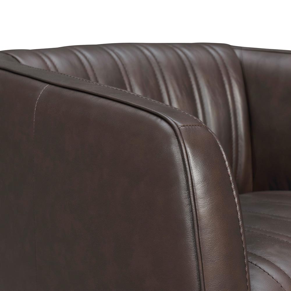 Armen Living - Aries Espresso Genuine Leather Swivel Barrel Chair - LCARCHES veiw 4