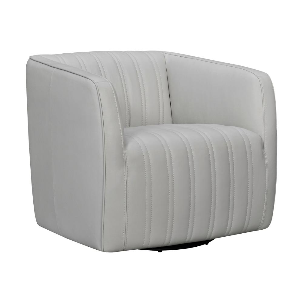 Armen Living - Aries Dove Gray Genuine Leather Swivel Barrel Chair - LCARCHDV veiw 1