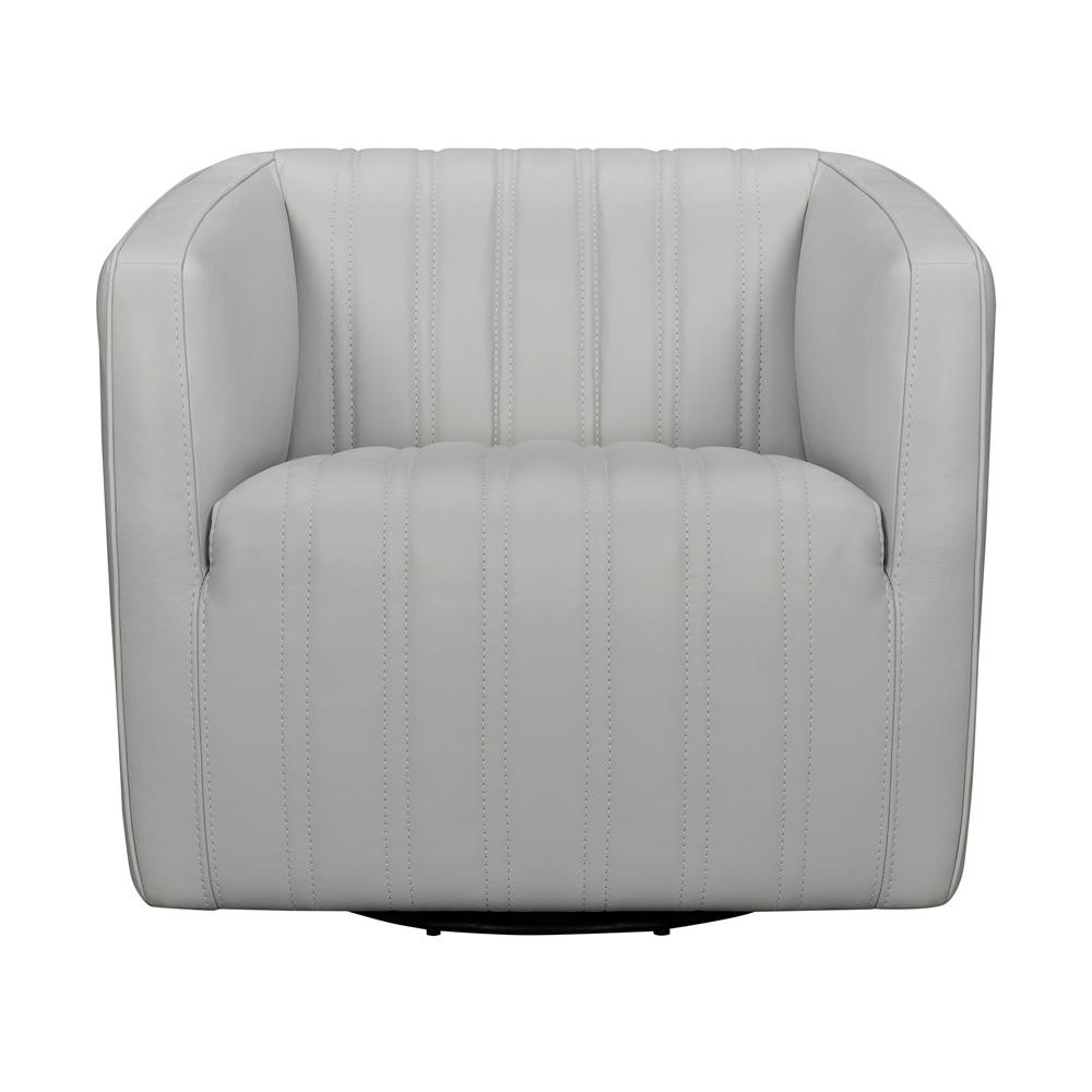 Armen Living - Aries Dove Gray Genuine Leather Swivel Barrel Chair - LCARCHDV veiw 2