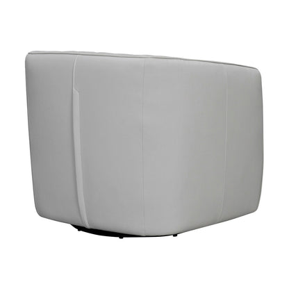 Armen Living - Aries Dove Gray Genuine Leather Swivel Barrel Chair - LCARCHDV veiw 3