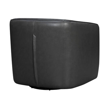 Armen Living - Aries Pewter Genuine Leather Swivel Barrel Chair - LCARCHPW veiw 3