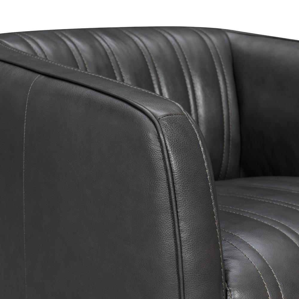 Armen Living - Aries Pewter Genuine Leather Swivel Barrel Chair - LCARCHPW veiw 4