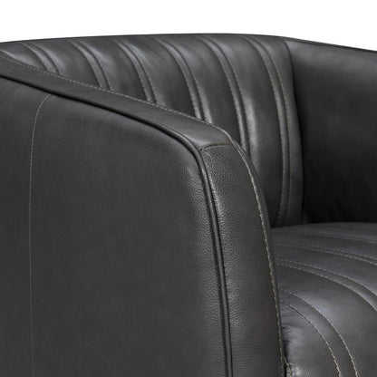 Armen Living - Aries Pewter Genuine Leather Swivel Barrel Chair - LCARCHPW veiw 4
