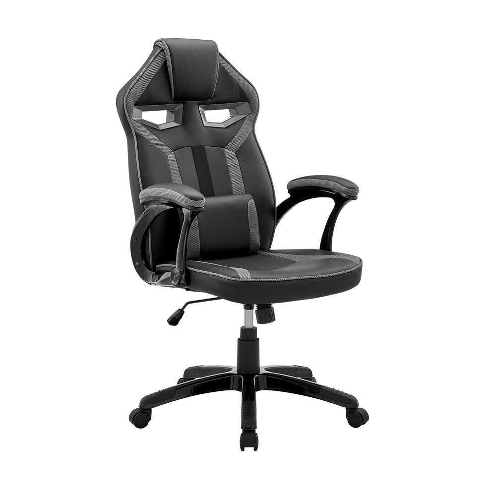 Armen Living - Aspect Adjustable Racing Gaming Chair in Black Faux Leather and Dark Grey Mesh with Lumbar Support Pillow - LCASGCGRYBLK veiw 1