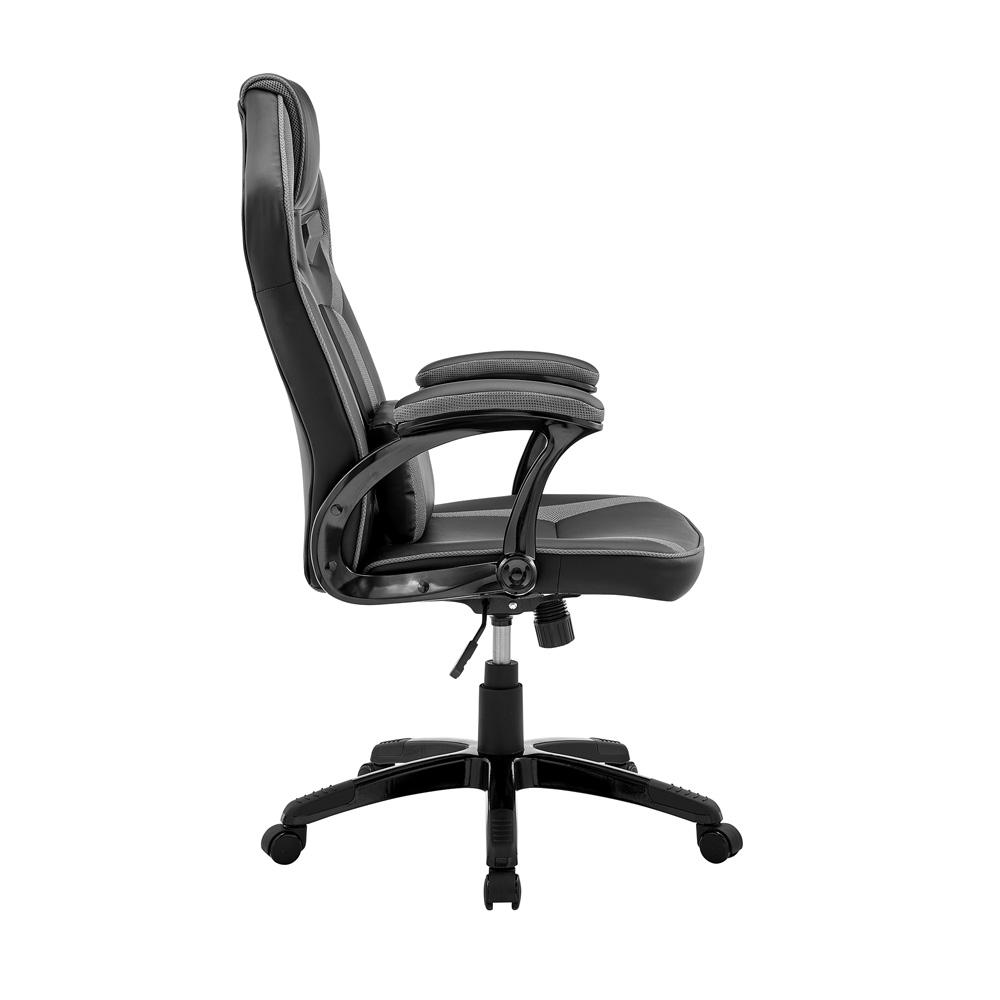 Armen Living - Aspect Adjustable Racing Gaming Chair in Black Faux Leather and Dark Grey Mesh with Lumbar Support Pillow - LCASGCGRYBLK veiw 3