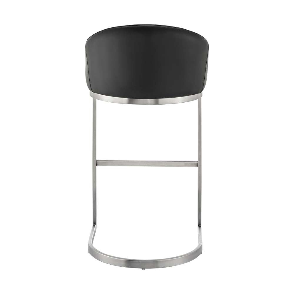 Armen Living - Atherik Bar Stool in Brushed Stainless Steel with Black Faux Leather - 840254335813 veiw 5