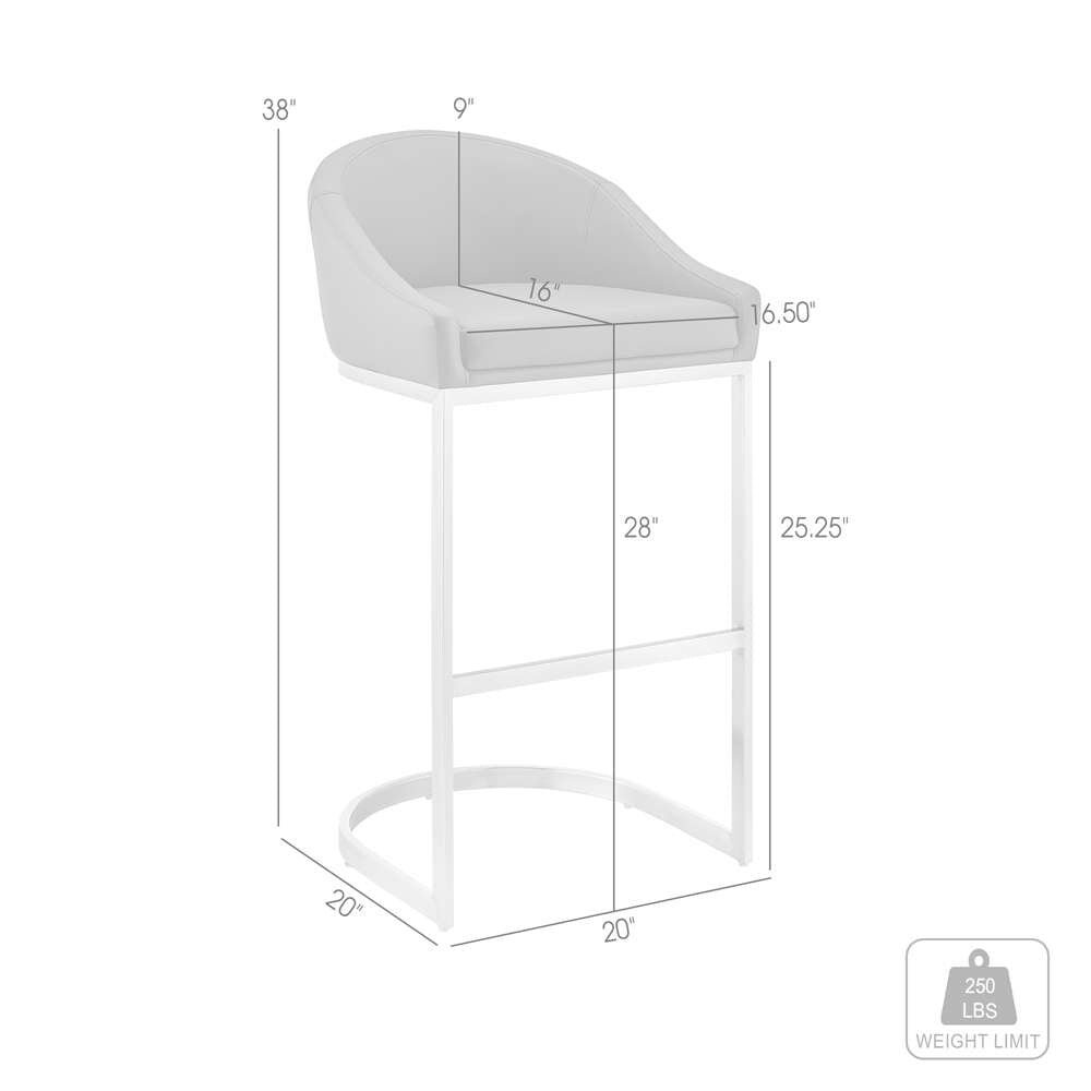 Armen Living - Atherik Bar Stool in Brushed Stainless Steel with Black Faux Leather - 840254335813 veiw 7