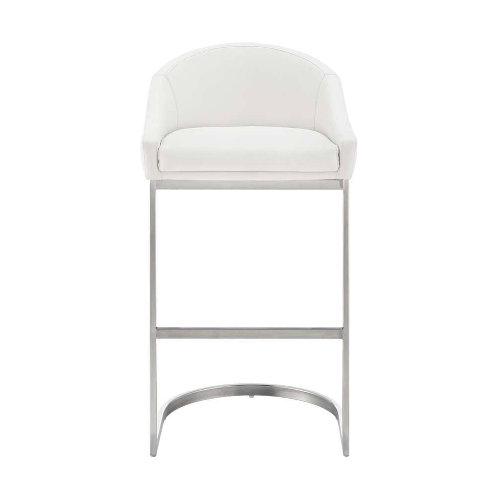 Armen Living - Atherik Bar Stool in Brushed Stainless Steel with White Faux Leather - 840254335790 veiw 2