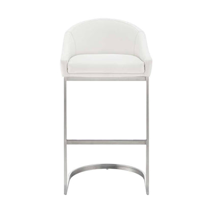 Armen Living - Atherik Bar Stool in Brushed Stainless Steel with White Faux Leather - 840254335790 veiw 2