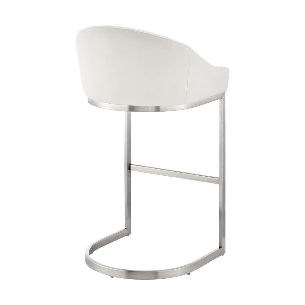 Armen Living - Atherik Bar Stool in Brushed Stainless Steel with White Faux Leather - 840254335790 veiw 4