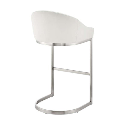 Armen Living - Atherik Bar Stool in Brushed Stainless Steel with White Faux Leather - 840254335790 veiw 4