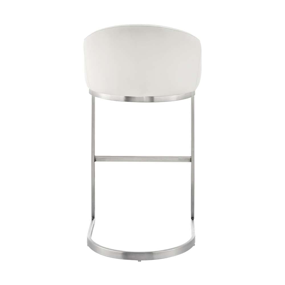 Armen Living - Atherik Bar Stool in Brushed Stainless Steel with White Faux Leather - 840254335790 veiw 5