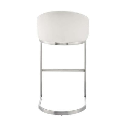 Armen Living - Atherik Bar Stool in Brushed Stainless Steel with White Faux Leather - 840254335790 veiw 5