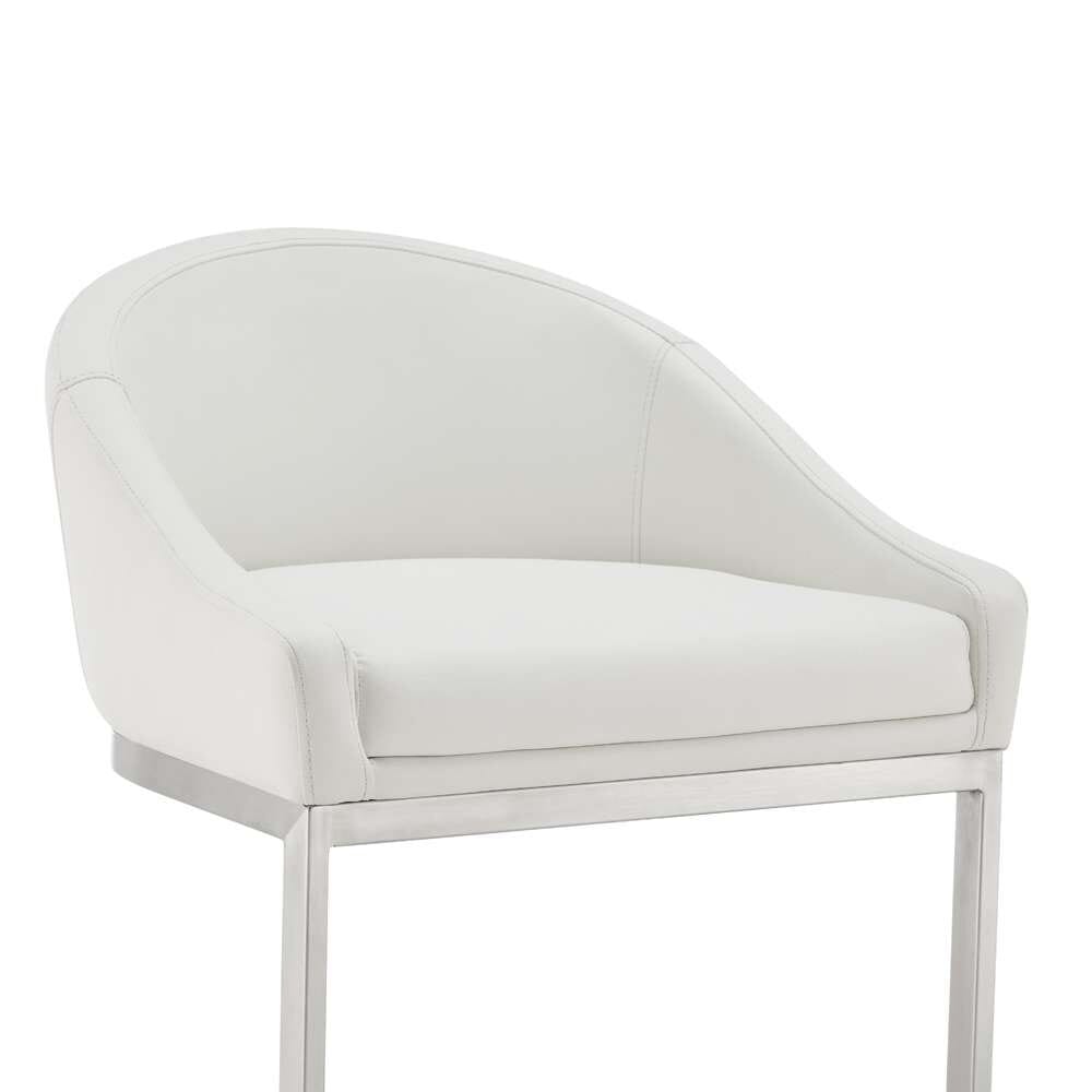 Armen Living - Atherik Bar Stool in Brushed Stainless Steel with White Faux Leather - 840254335790 veiw 6
