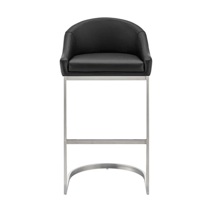 Armen Living - Atherik Counter Stool in Brushed Stainless Steel with Black Faux Leather - 840254335868 veiw 2