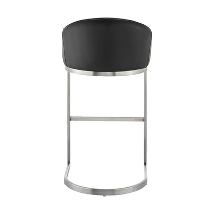 Armen Living - Atherik Counter Stool in Brushed Stainless Steel with Black Faux Leather - 840254335868 veiw 5