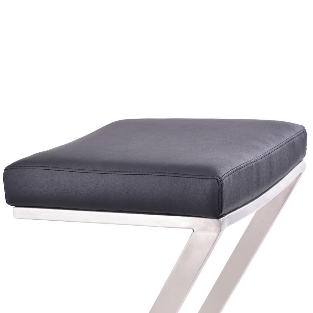 Armen Living - Atlantis 26in Counter Height Backless Black Faux Leather and Brushed Stainless Steel Bar Stool - LCAT26BABLK veiw 3