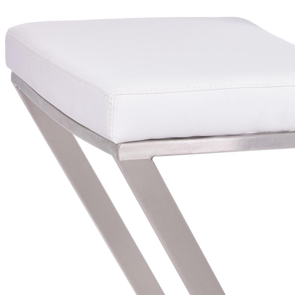 Armen Living - Atlantis 26in Counter Height Backless White Faux Leather and Brushed Stainless Steel Bar Stool - LCAT26BAWH veiw 3
