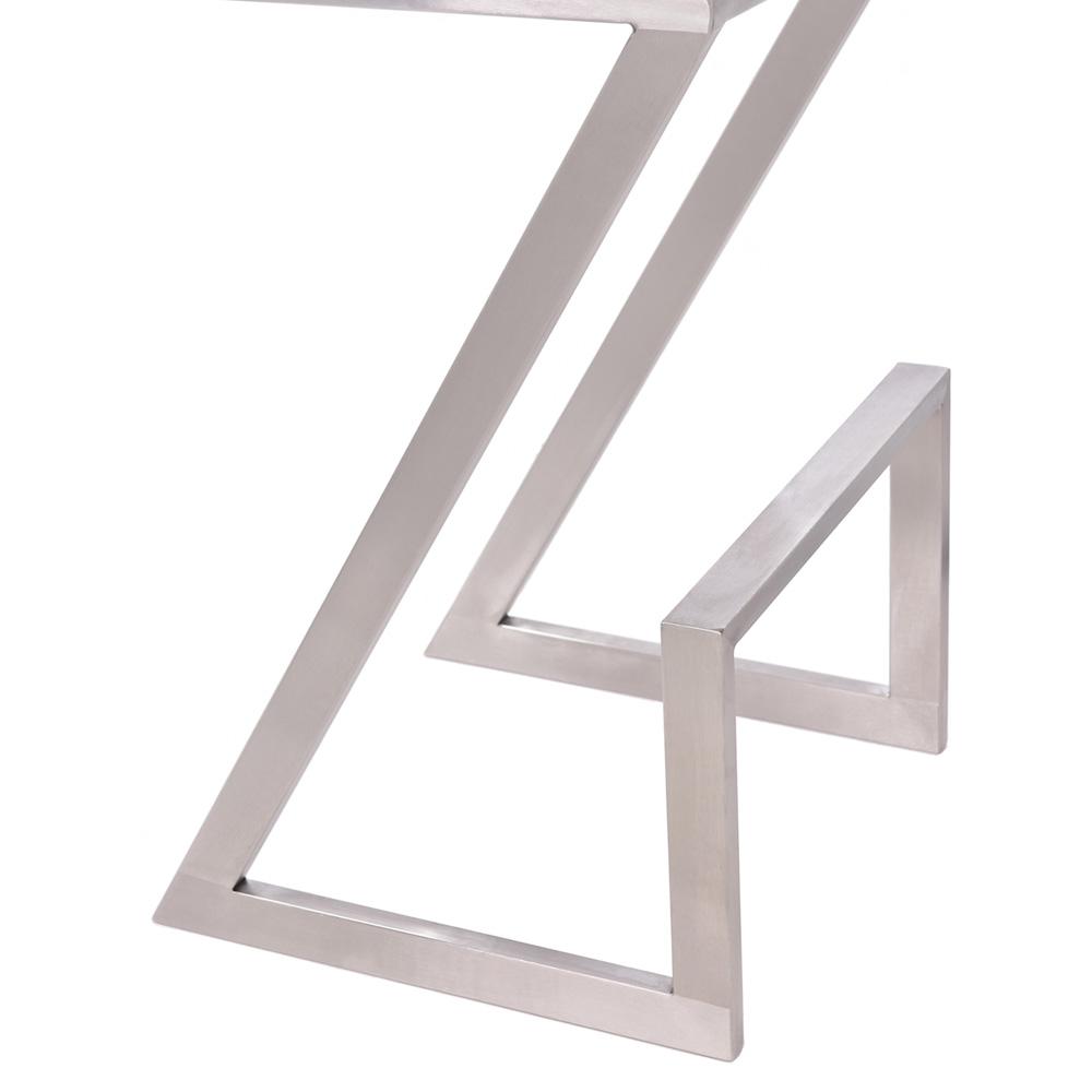 Armen Living - Atlantis 26in Counter Height Backless White Faux Leather and Brushed Stainless Steel Bar Stool - LCAT26BAWH veiw 4