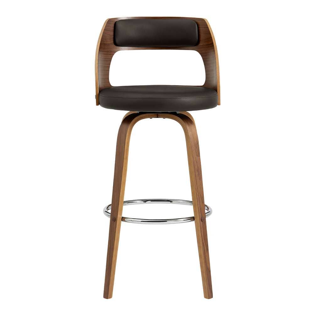 Armen Living - Axel 26in Swivel Counter Stool in Brown Faux Leather and Walnut Wood - LCAXBAWABR26 veiw 2