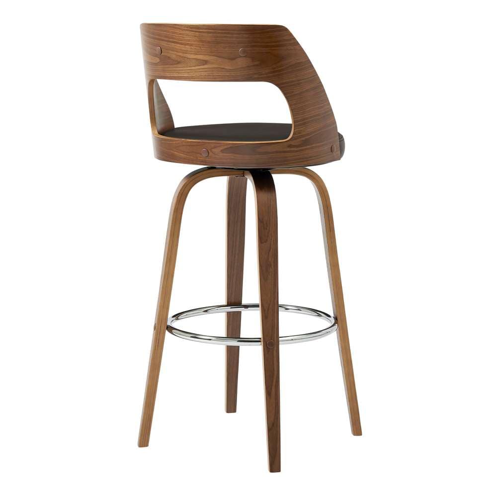 Armen Living - Axel 26in Swivel Counter Stool in Brown Faux Leather and Walnut Wood - LCAXBAWABR26 veiw 4