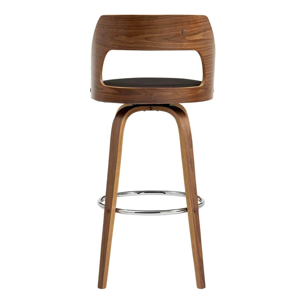 Armen Living - Axel 26in Swivel Counter Stool in Brown Faux Leather and Walnut Wood - LCAXBAWABR26 veiw 5