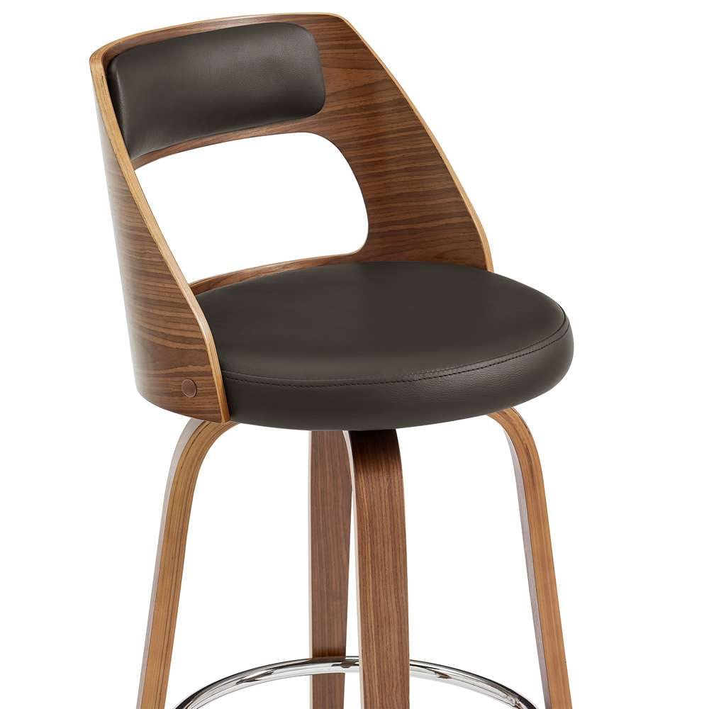 Armen Living - Axel 26in Swivel Counter Stool in Brown Faux Leather and Walnut Wood - LCAXBAWABR26 veiw 6