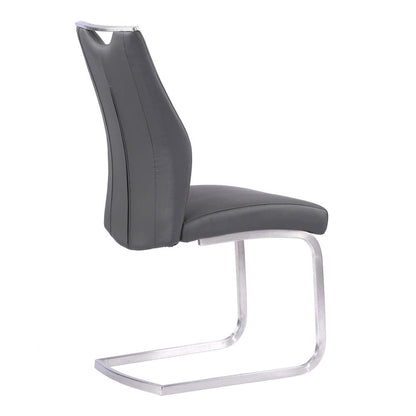 Armen Living - Bravo Contemporary Dining Chair in Gray Faux Leather and Brushed Stainless Steel Finish (Set of 2) - LCBRSIGR veiw 2