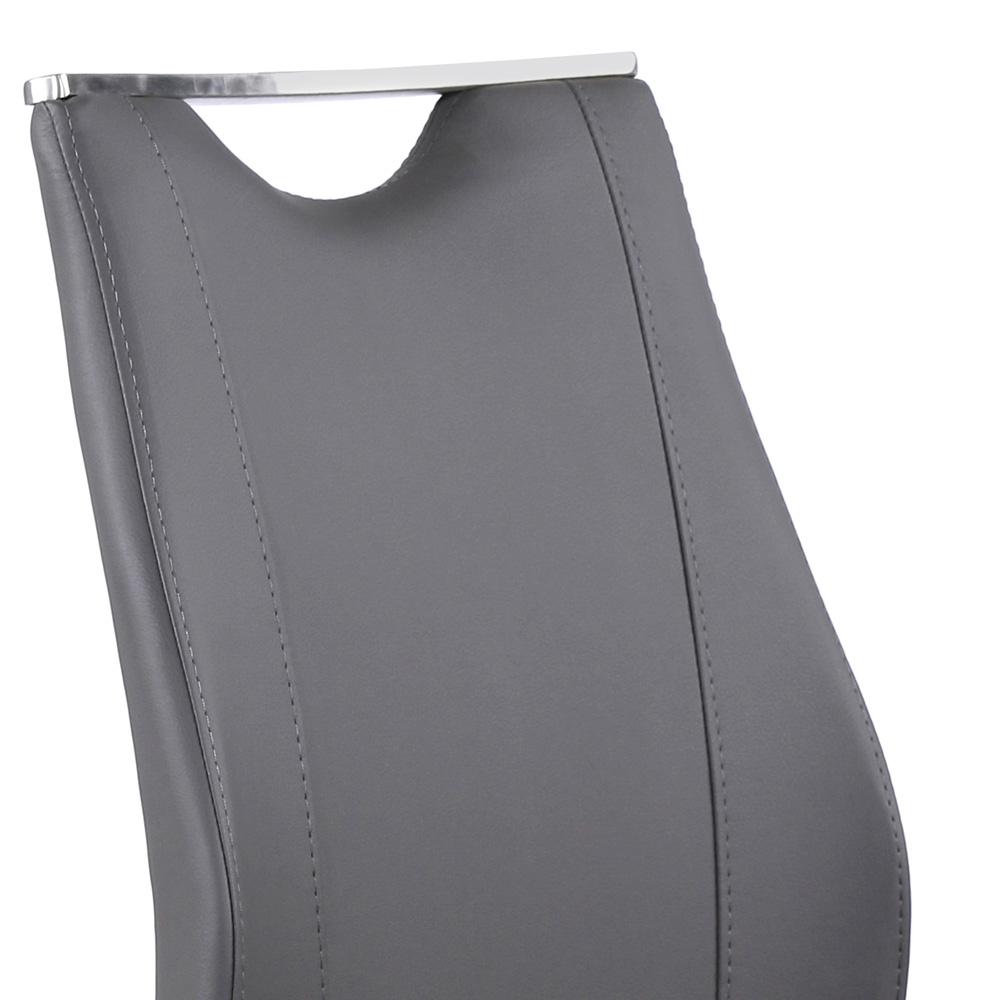 Armen Living - Bravo Contemporary Dining Chair in Gray Faux Leather and Brushed Stainless Steel Finish (Set of 2) - LCBRSIGR veiw 3