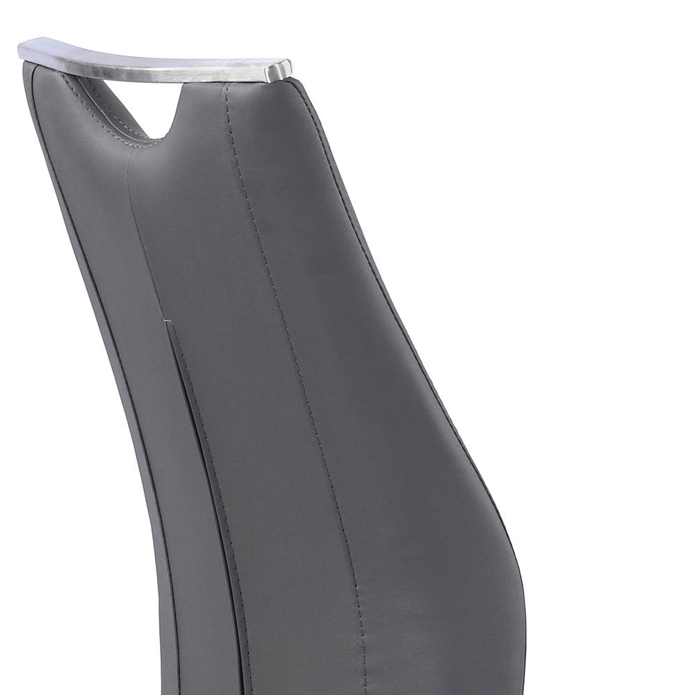 Armen Living - Bravo Contemporary Dining Chair in Gray Faux Leather and Brushed Stainless Steel Finish (Set of 2) - LCBRSIGR veiw 4