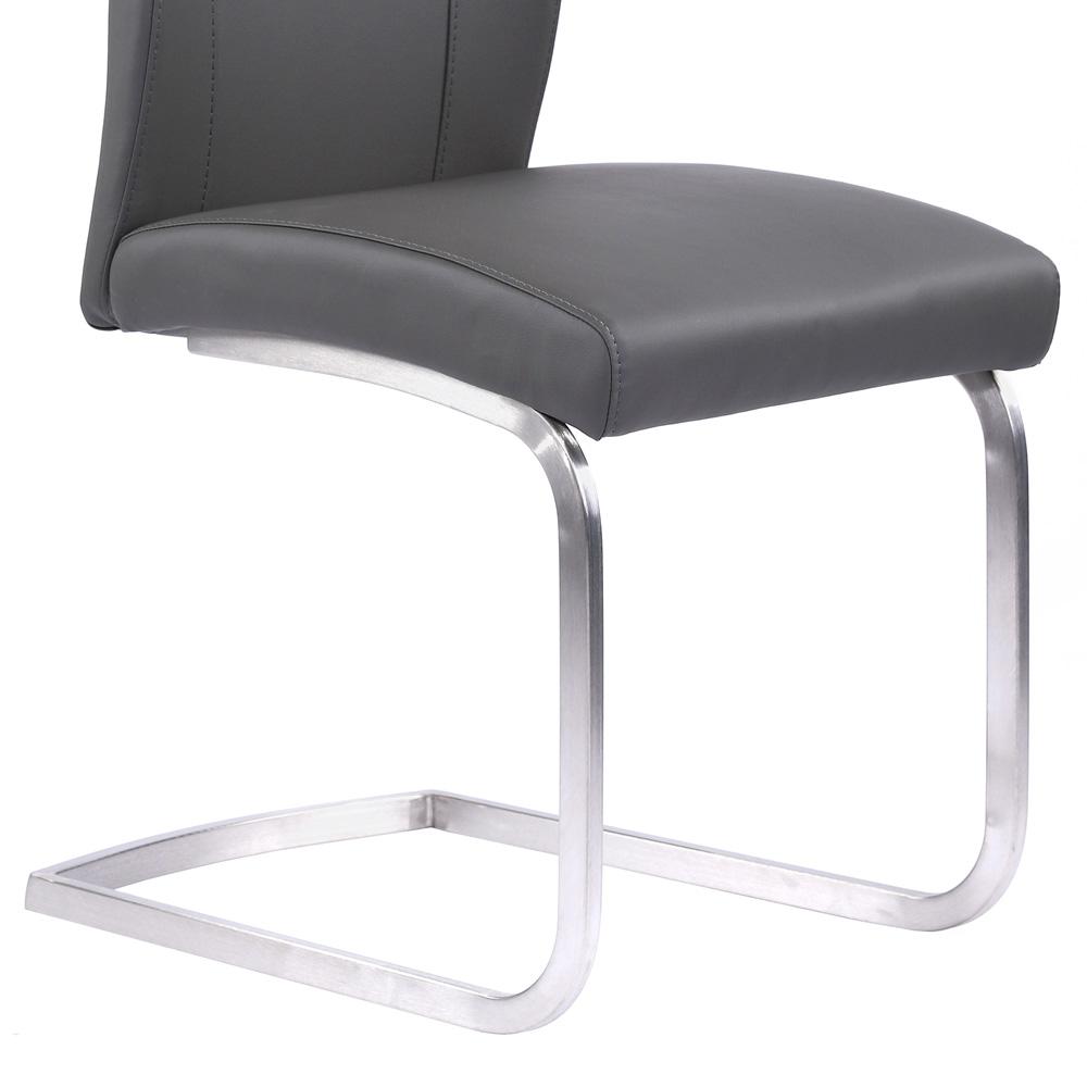 Armen Living - Bravo Contemporary Dining Chair in Gray Faux Leather and Brushed Stainless Steel Finish (Set of 2) - LCBRSIGR veiw 5