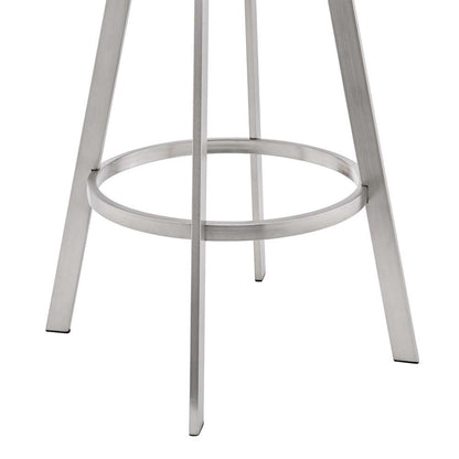 Armen Living - Bronson 25in Gray Faux Leather and Brushed Stainless Steel Swivel Bar Stool - 721535762224 veiw 6