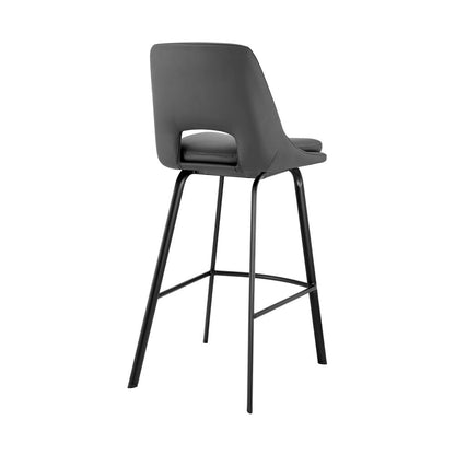 Armen Living - Carise Gray Faux Leather and Black Metal Swivel 30in Bar Stool - LCCABABLGR30 veiw 4