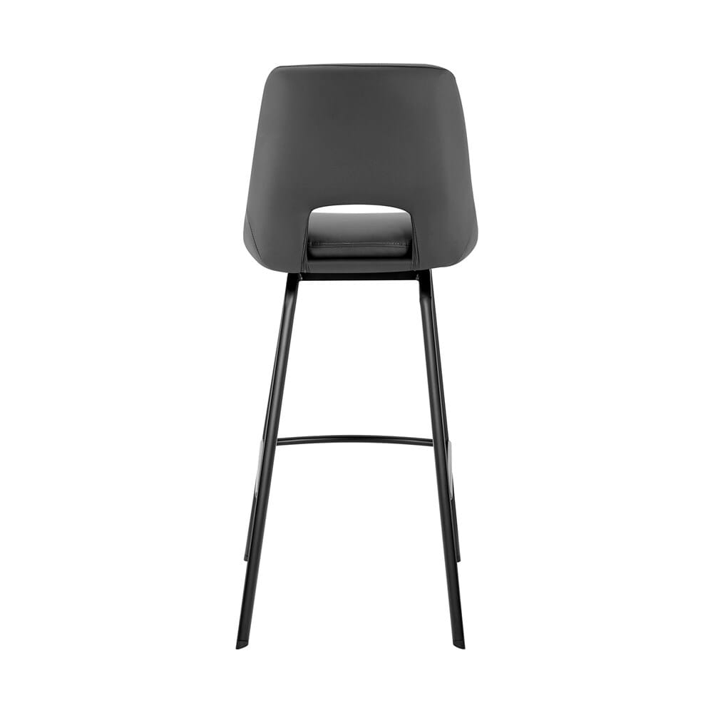 Armen Living - Carise Gray Faux Leather and Black Metal Swivel 30in Bar Stool - LCCABABLGR30 veiw 5