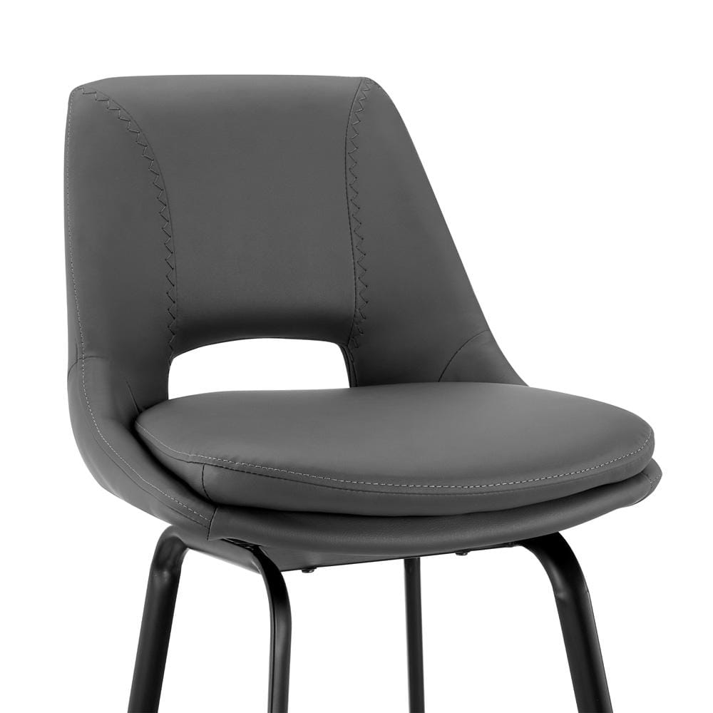 Armen Living - Carise Gray Faux Leather and Black Metal Swivel 30in Bar Stool - LCCABABLGR30 veiw 6