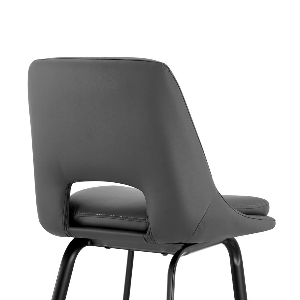 Armen Living - Carise Gray Faux Leather and Black Metal Swivel 30in Bar Stool - LCCABABLGR30 veiw 7
