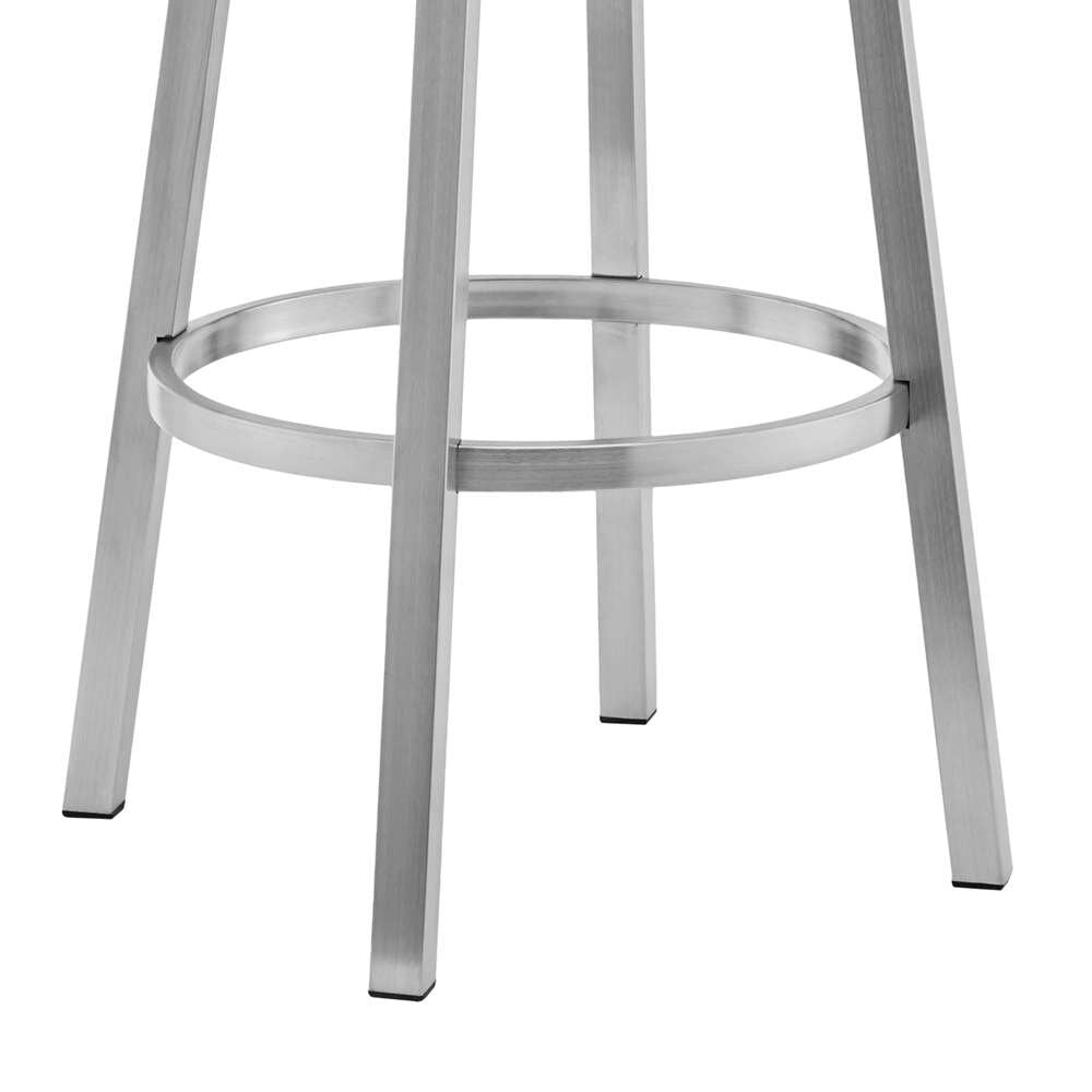 Armen Living - Cohen 26in White Faux Leather and Brushed Stainless Steel Swivel Bar Stool - 721535762187 veiw 6