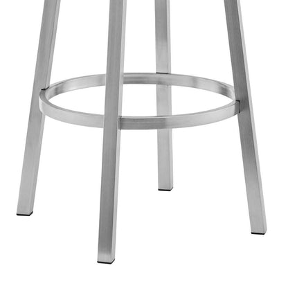 Armen Living - Cohen 26in White Faux Leather and Brushed Stainless Steel Swivel Bar Stool - 721535762187 veiw 6
