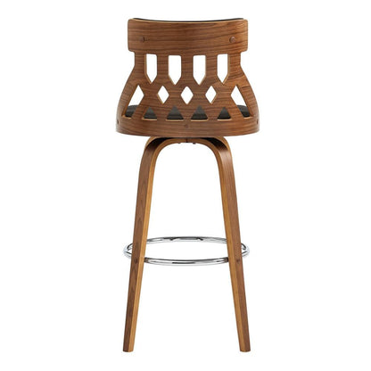 Armen Living - Crux 26in Swivel Counter Stool in Brown Faux Leather and Walnut Wood - LCCXBAWABR26 veiw 5