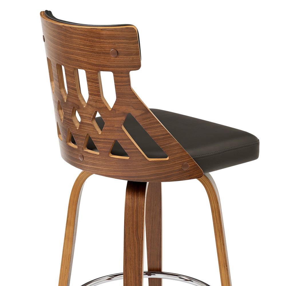 Armen Living - Crux 26in Swivel Counter Stool in Brown Faux Leather and Walnut Wood - LCCXBAWABR26 veiw 7