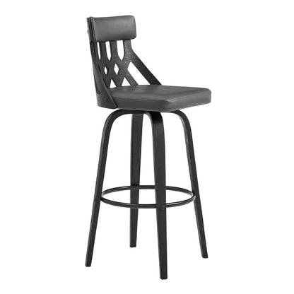 Armen Living - Crux 26in Swivel Counter Stool in Gray Faux Leather and Black Wood - LCCXBABLGR26 veiw 1