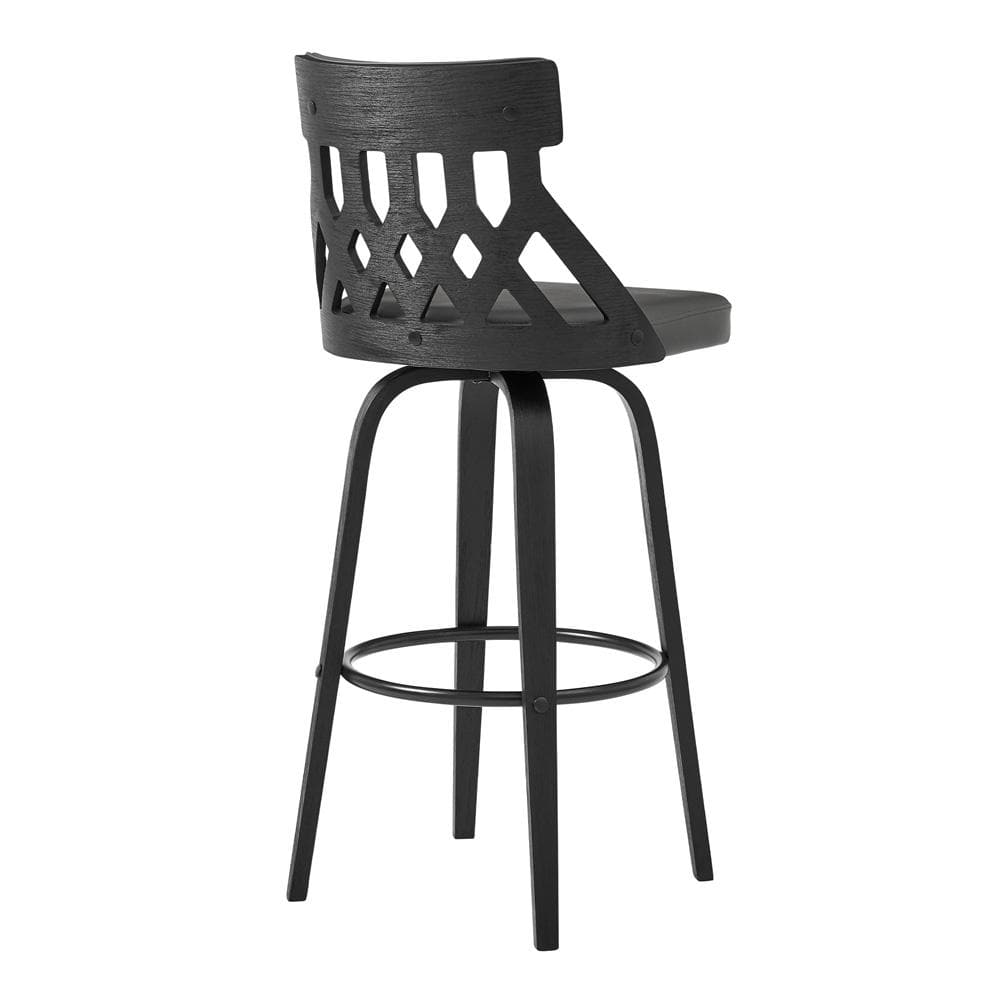Armen Living - Crux 26in Swivel Counter Stool in Gray Faux Leather and Black Wood - LCCXBABLGR26 veiw 4