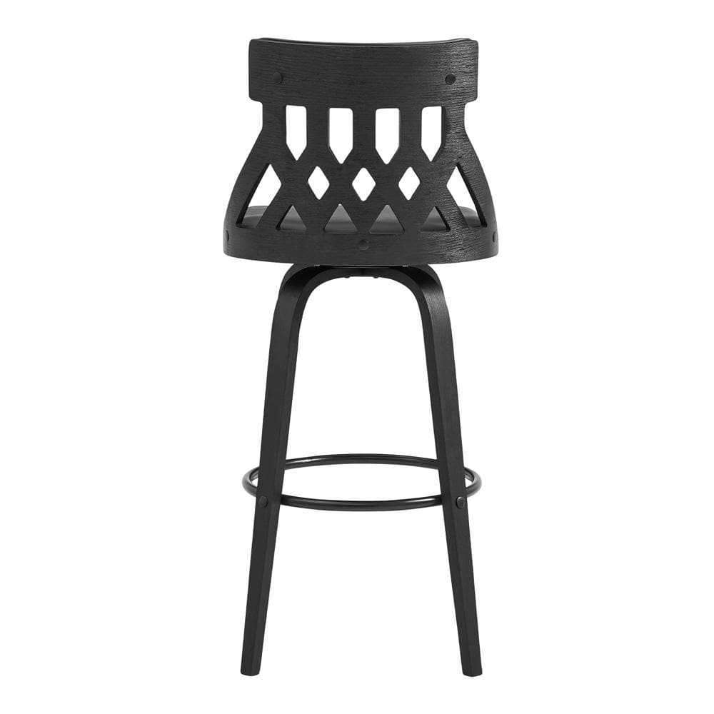 Armen Living - Crux 26in Swivel Counter Stool in Gray Faux Leather and Black Wood - LCCXBABLGR26 veiw 5