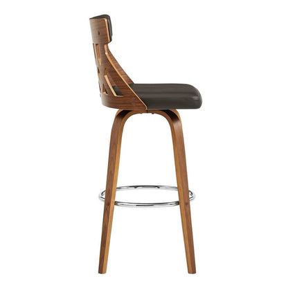 Armen Living - Crux 30in Swivel Bar Stool in Brown Faux Leather and Walnut Wood - LCCXBAWABR30 veiw 3