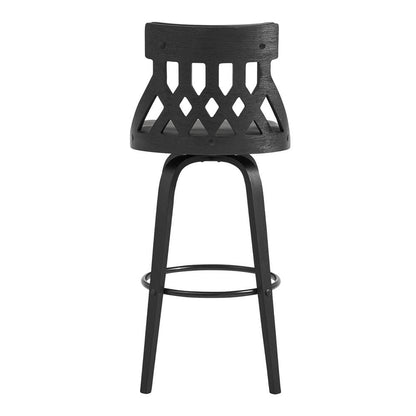 Armen Living - Crux 30in Swivel Bar Stool in Gray Faux Leather and Black Wood - LCCXBABLGR30 veiw 5