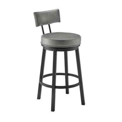 Armen Living - Dalza Swivel Counter or Bar Stool in Black Finish with Grey Faux Leather - 840254333543 veiw 1