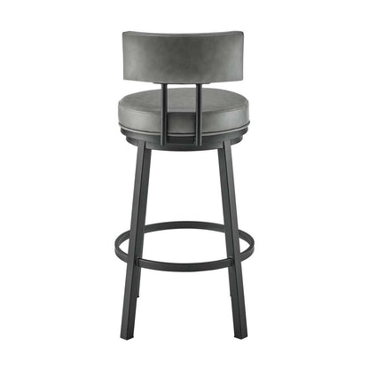 Armen Living - Dalza Swivel Counter or Bar Stool in Black Finish with Grey Faux Leather - 840254333543 veiw 5