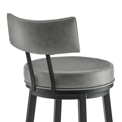 Armen Living - Dalza Swivel Counter or Bar Stool in Black Finish with Grey Faux Leather - 840254333543 veiw 7
