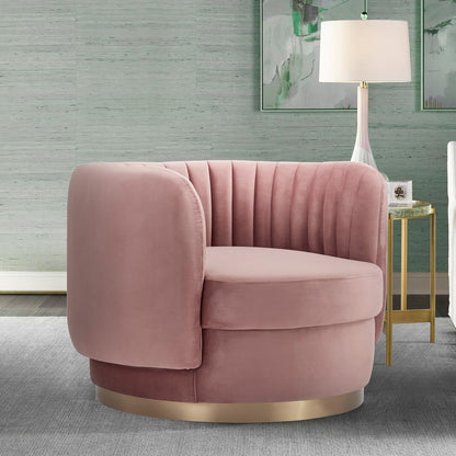 Armen Living - Davy Blush Velvet Swivel Accent Chair with Gold Base - LCDVCHBLUSH veiw 7